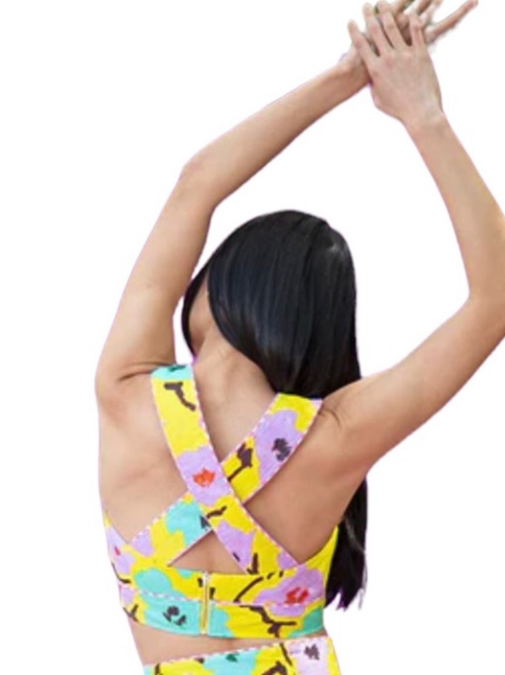 Rachel Antonoff Yellow Floral Crop Top & Midi Skirt Set size 6 - Picture 8 of 9